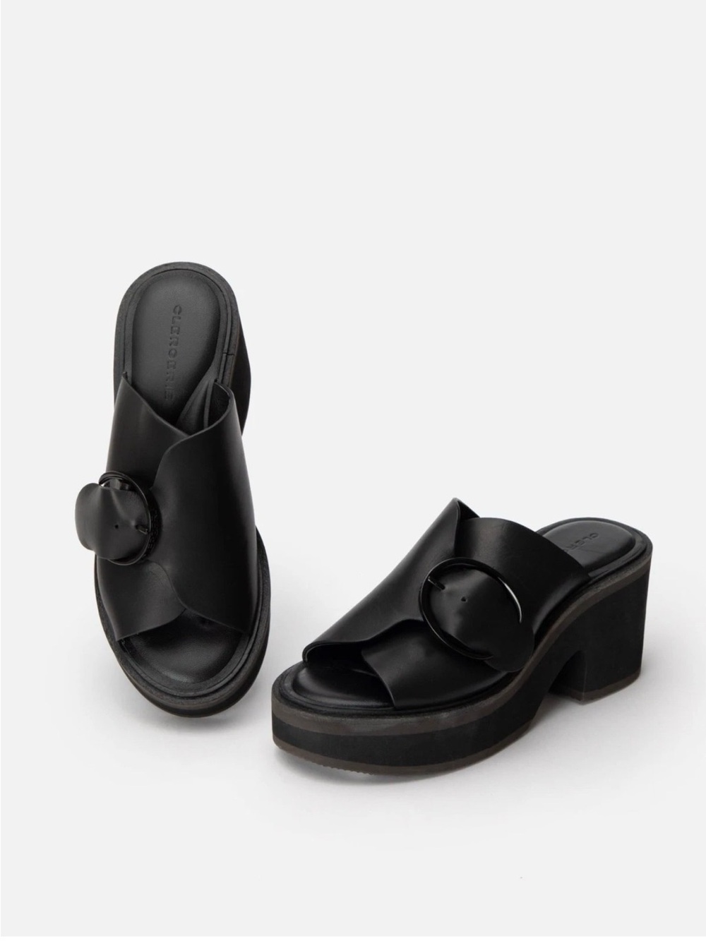 Clergerie Calfskin Lightweight anthracite sole Mules Black Women's 41